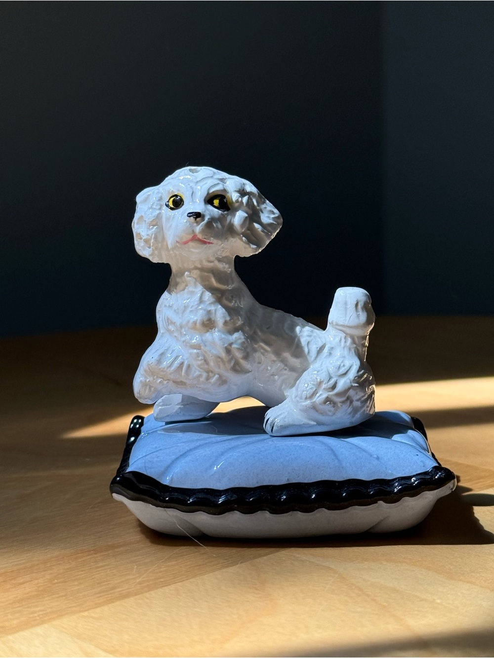 Vintage Kitschy Poodle Dog Cushion Salt and Pepper Shakers Functional Ceramic